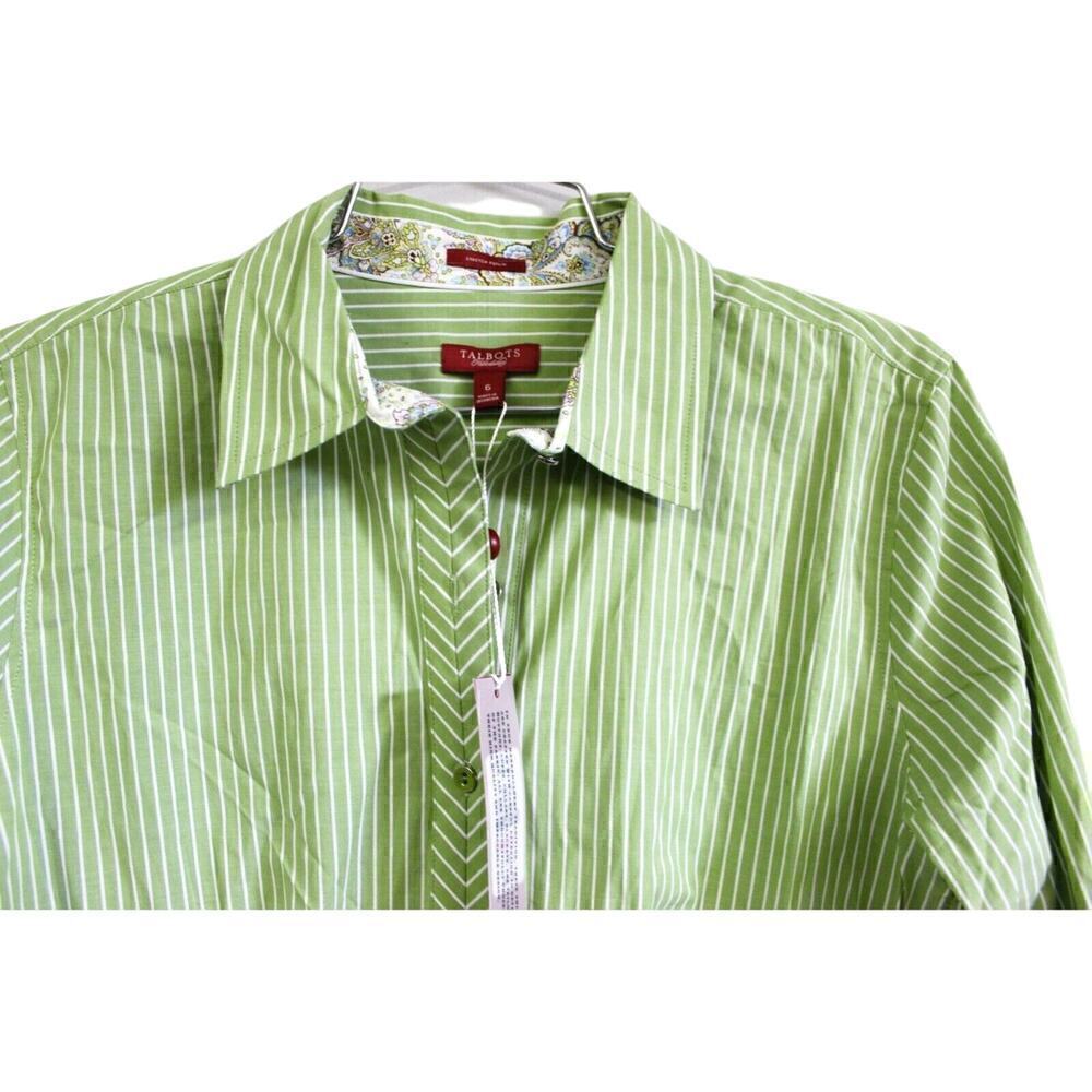 Talbots 6 Haberdashery Purple or Green Stripe Fitted Long Sleeved Blouse NWT $69 - Picture 3 of 7